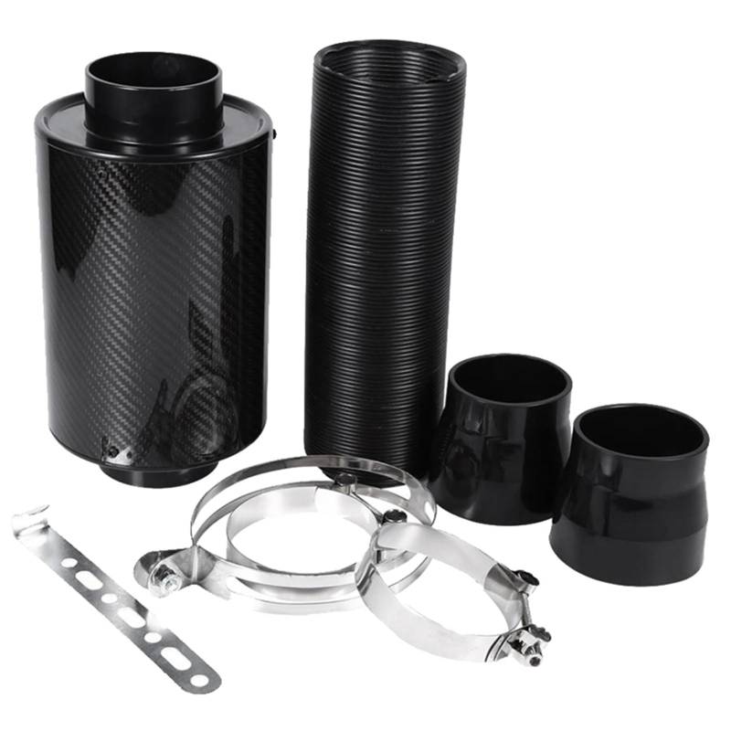 Luftfilter-Ansaugschlauch Auto 3 Zoll Universal Carbon Fiber Luftfilter Feed Geschlossenen Ansaugschlauch Kit von TKDCKF