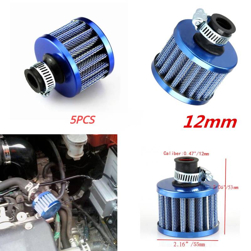 Luftfilter Für PKW Universal 12mm 5 stücke Auto styling Lufteinlass Kurbelgehäuse-entlüftungsventil Abdeckung Entlüftungsfilter Autos Filter Auto Ersatz Teile(Blue) von TKDCKF