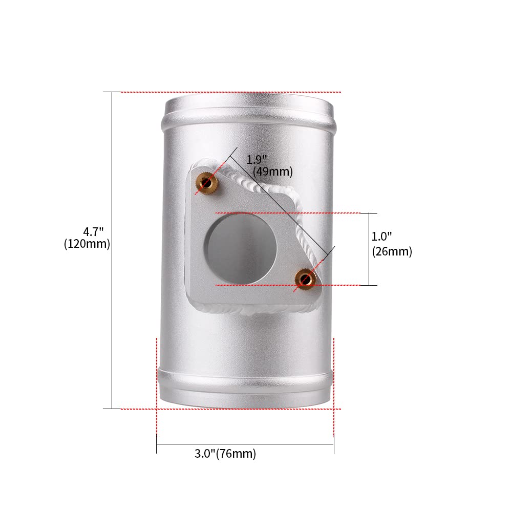 Luftmassenmesser Basis Lufteinlasssensor Montageadapter Aluminium/Passend for Toyota Mazda Subaru Honda RS-MAF005 Luftzählersensor Luftzähler(76mm) von TKDCKF