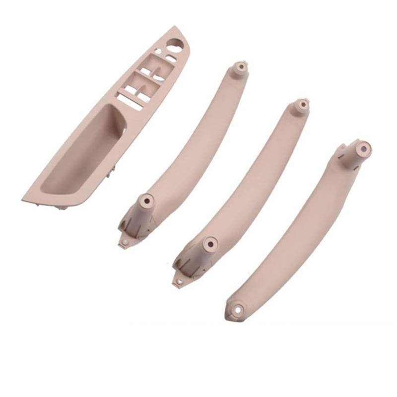 TKDCKF Innenraum Türgriff innen passend Beiges Echtleder Auto Vorne Hinten/Links Rechts Innentürgriff Innenverkleidung Pull Trim Abdeckung/Fit for BMW E70 E71 X5 X6 07-13(Beige 4 Pcs Set) von TKDCKF