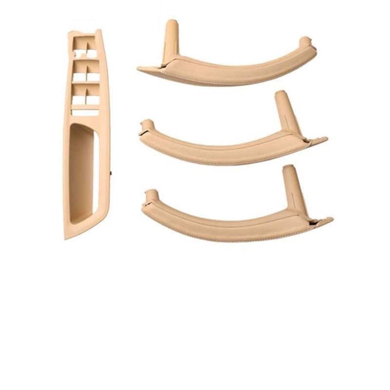 TKDCKF Innenraum Türgriff innen passend Beiges Echtleder Auto Vorne Hinten/Links Rechts Innentürgriff Innenverkleidung Pull Trim Abdeckung/Fit for BMW E70 E71 X5 X6 07-13(Leather Beige 7 Pcs) von TKDCKF