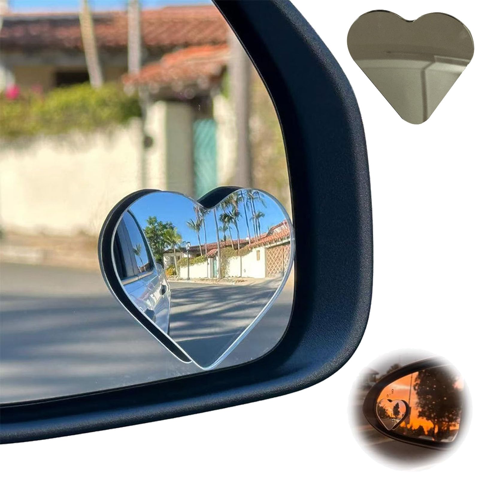 TKNIBEEN Heart Blind Spot Mirror, Heart Shaped Blind Spot Mirrors for Cars, Convex Rearview Mirror for Enhanced Safety Universal Fit Stick-On Side Mirror with Cute Heart Design (1pair) von TKNIBEEN