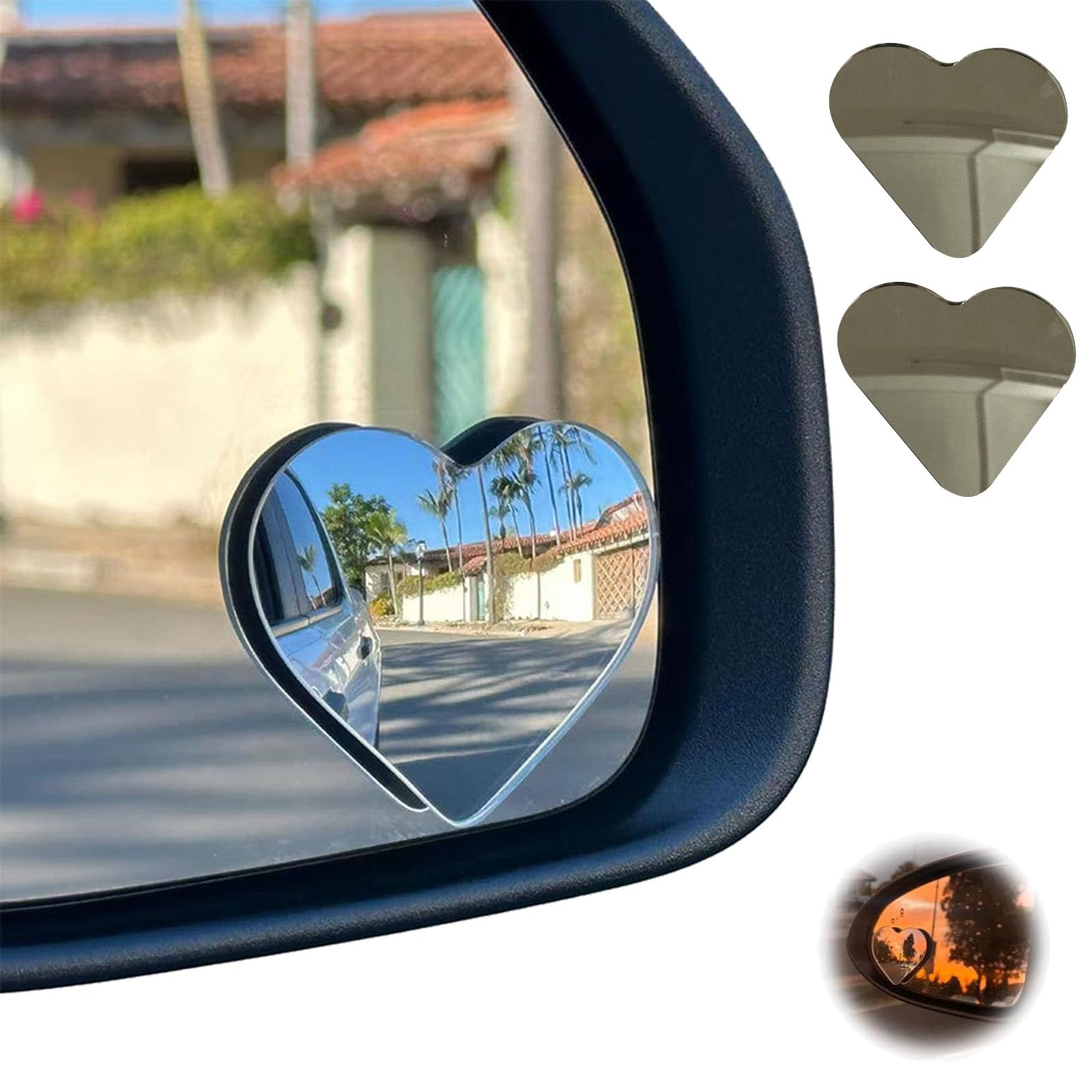 TKNIBEEN Heart Blind Spot Mirror, Heart Shaped Blind Spot Mirrors for Cars, Convex Rearview Mirror for Enhanced Safety Universal Fit Stick-On Side Mirror with Cute Heart Design (2pair) von TKNIBEEN