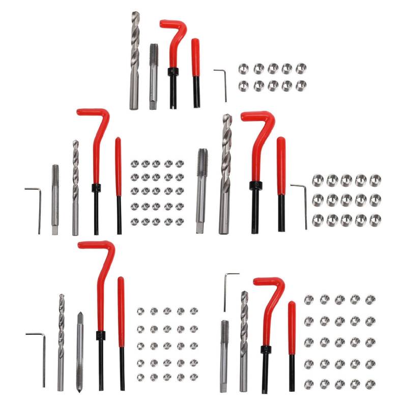 TKSE 125-teiliges Gewindereparaturset aus Edelstahl 304, Metrisch, M5, M6, M8, M10, M12 mit Bohrereinsätzen, Gewindebohrern, Abbrechwerkzeugen von TKSE