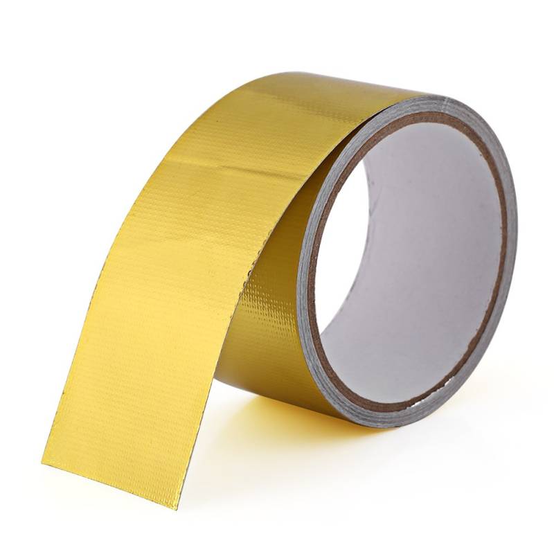 TKSE Hitzeschutzband, 1 Rolle Auto-Aluminiumfolie, selbstklebend, reflektierend, hitzebeständig, Wickelband, 5,1 x 4,6 m, Gold von TKSE