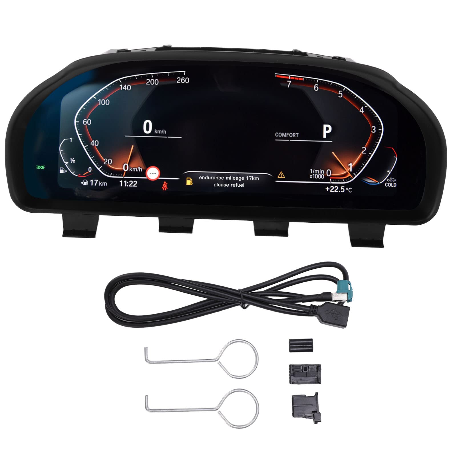 TKSE LCD Digitales Dashboard, CAR LCD -Bildschirmmesser Digital Dashboard -Cluster -Instrumenten Austausch für 5 Serie F11 F11 F18 GT F07 von TKSE