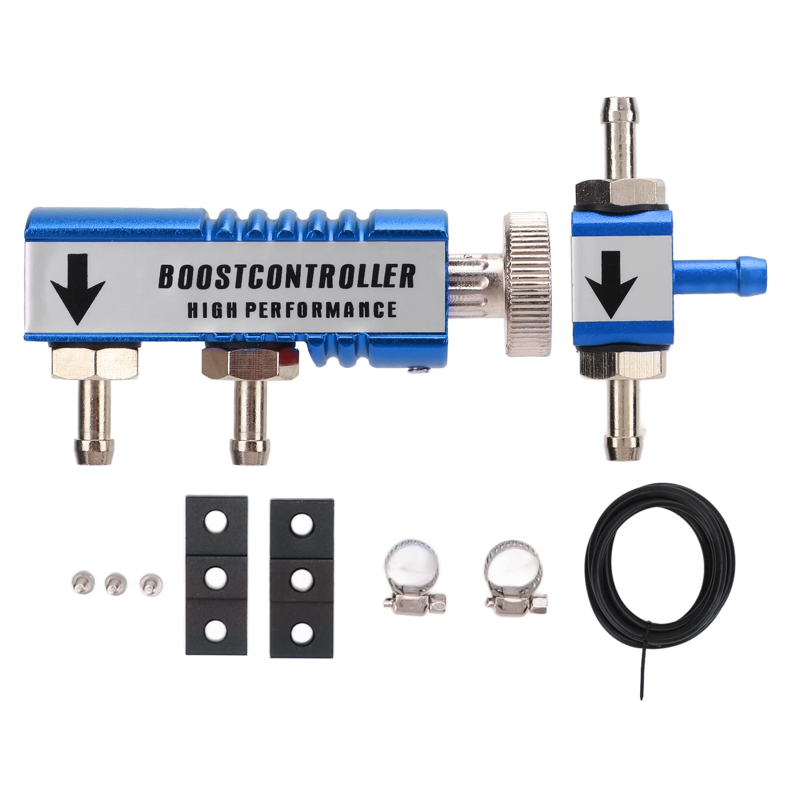 TKSE Manueller Boost Controller Satz, Manueller Turbo Boost Controller Satz Aluminiumlegierung 1-30 PSI Verstellbar Universelle Passform (Blau) von TKSE