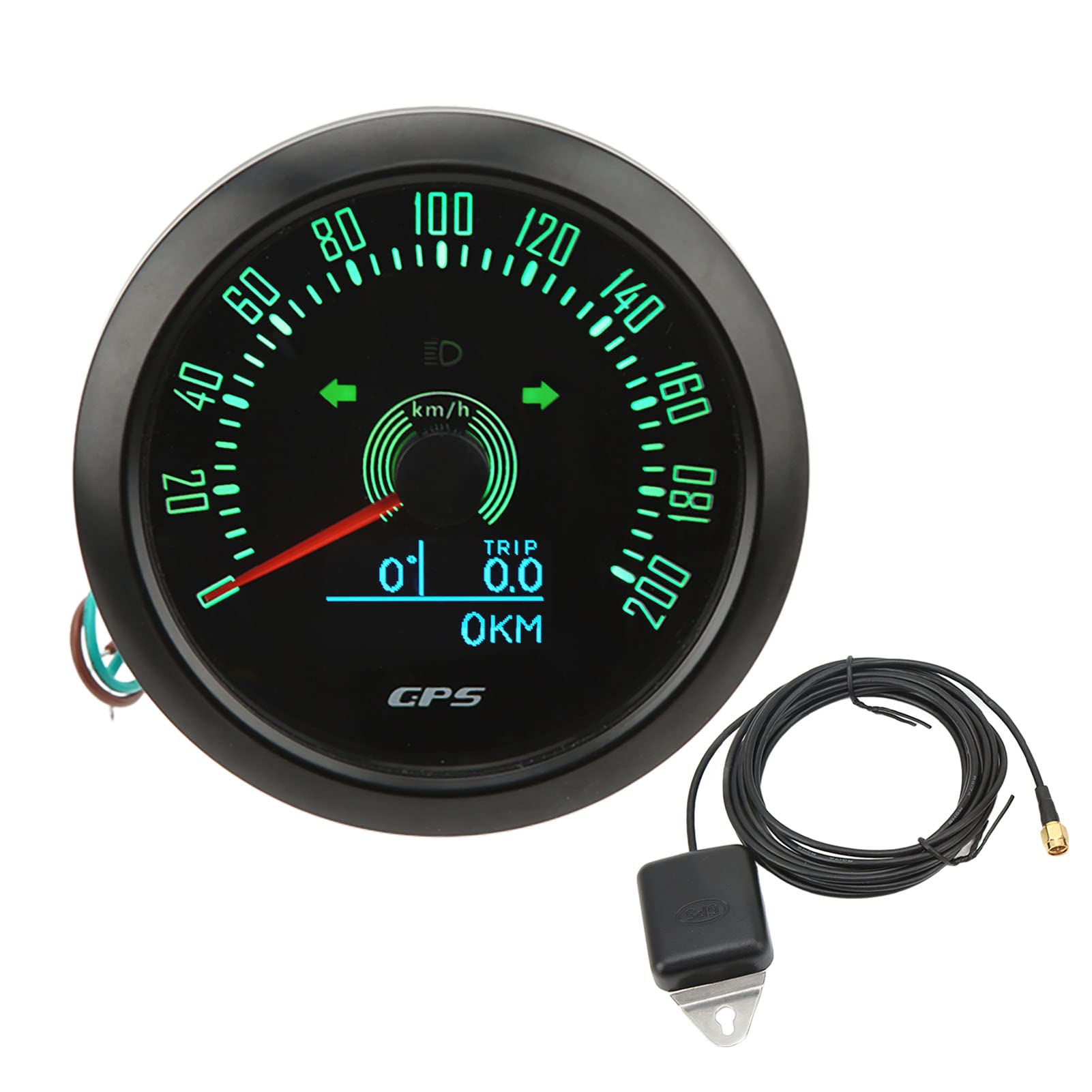 TKSE Marine-Geschwindigkeitsmesser, 3-in-1-GPS-Drehzahlmesser, 200 Km/h, 85 Mm, 9-32 V, 7-farbige Hintergrundbeleuchtung, Antibeschlag, Universell für Boote, Autos, (Schwarzes von TKSE