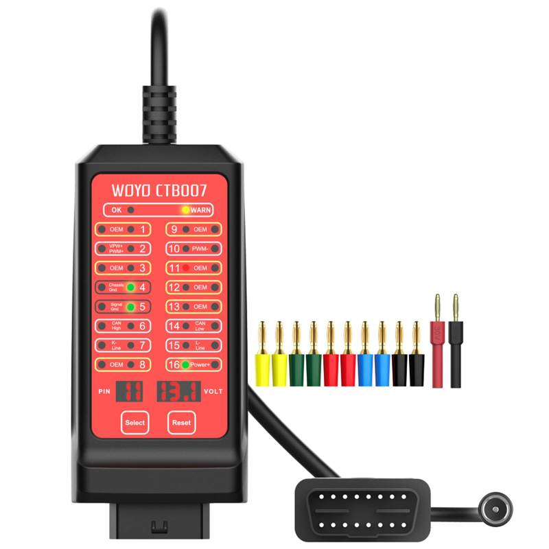 TKSE OBD2 Breakout Box, 16 poliger CAN OBDII Protokoll Detektor, Automobil Strom- und Erdungserkennung, OBD2 Scan Diagnosegerät zur Überwachung von Kommunikation/Strom/Bodenerkennungssignalen von TKSE