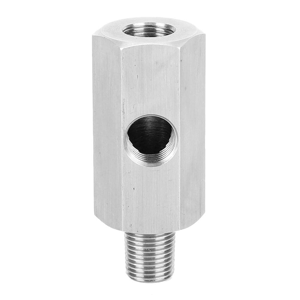 TKSE Öldrucksensor, Edelstahl 1/8 Zoll NPT Öldrucksensor-T-Stück auf NPT-Adaptermessgerät 18BPST von TKSE