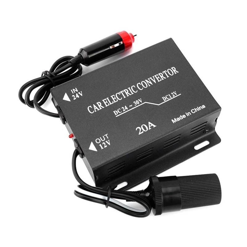 TKSE Power Converter, Abwärtsstromversorgungs Stromrichter 24V Auf 12V, 20A Auto Step Down Power Supply Converter Step Down Transformator 24V bis 12V Zigarettenanzünder-Typ von TKSE