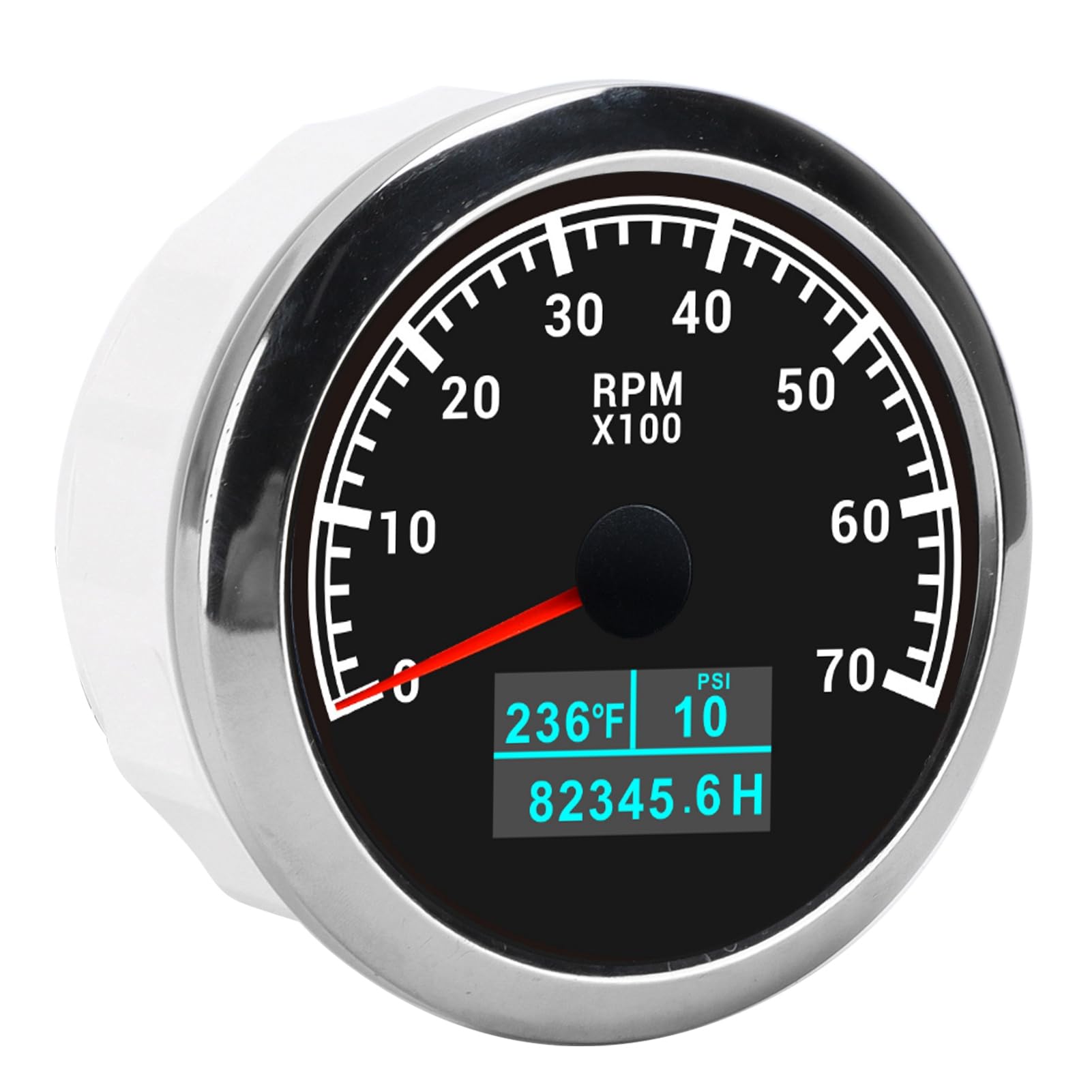 TKSE Tacho Gauge, Tacho -Stunden -Meter, Drehzahlmesser 3 in 1 Multifunktionalem Meereszubehör für Automobilboote 9‑32V DC (Schwarzes Zifferblatt) von TKSE