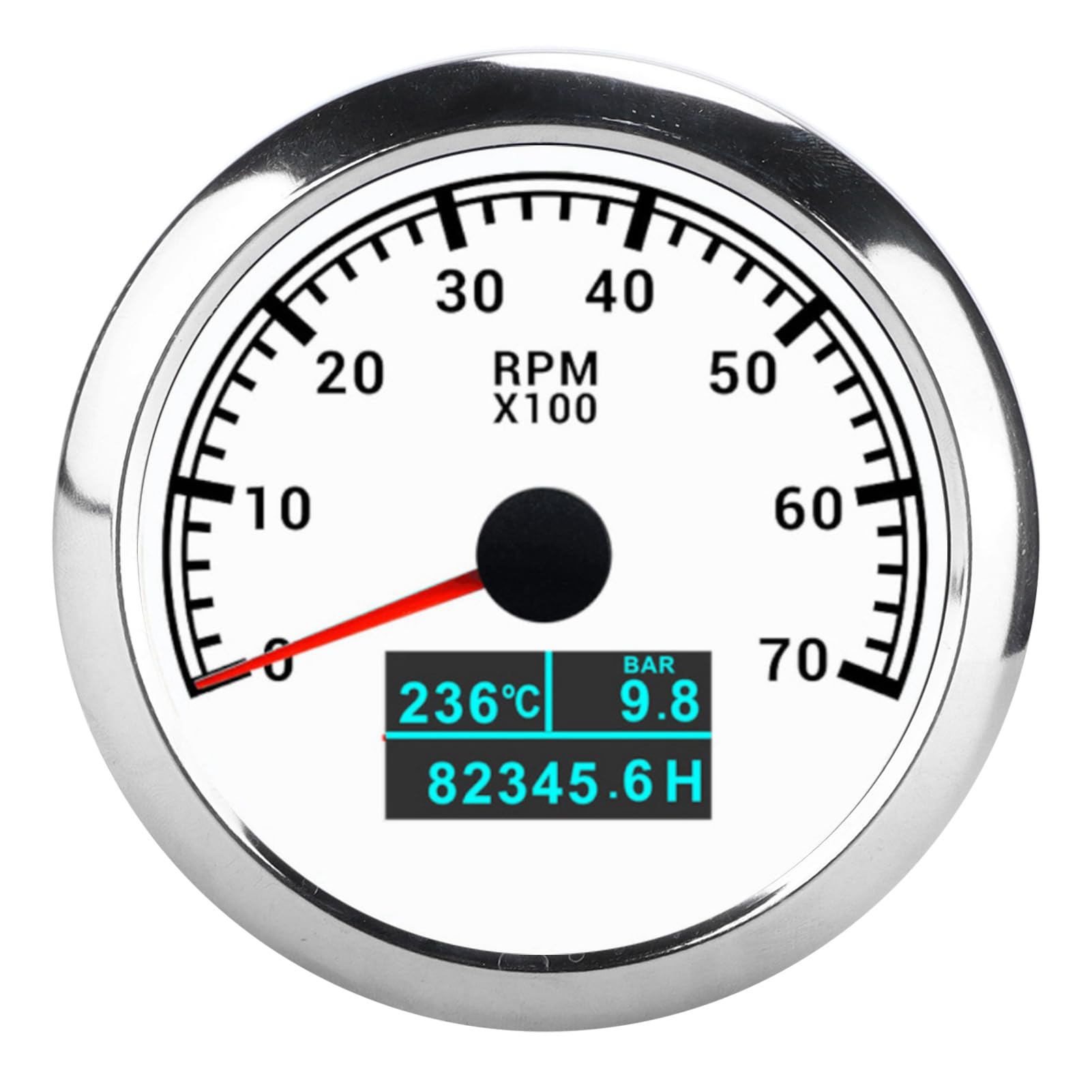 TKSE Tacho Gauge, Tacho -Stunden -Meter, Drehzahlmesser 3 in 1 Multifunktionalem Meereszubehör für Automobilboote 9‑32V DC (Weißes Zifferblatt) von TKSE