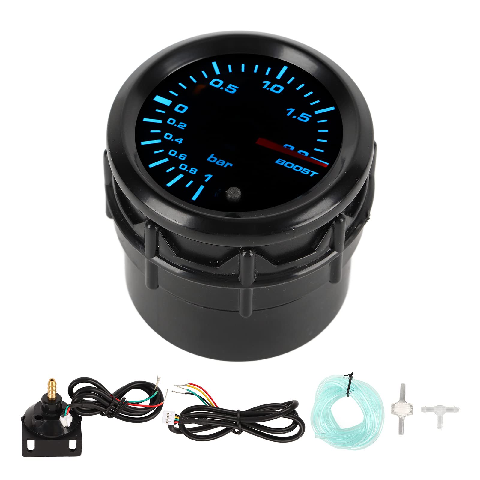 TKSE Turbo Boost Gauge, 2in 52 Mm Turbo -Boost -Anzeige mit Sensorzeiger Typ 7 Farb LED Backlight Universal für Benzinmodifizierte Autos von TKSE