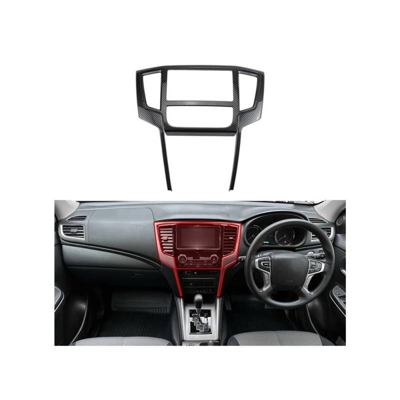 ABS Carbon Fiber Center Console Navigation AC Vent Frame Trim Cover Compatible with Mitsubishi Strada Triton L200 2019-2022(A2) von TMDGG