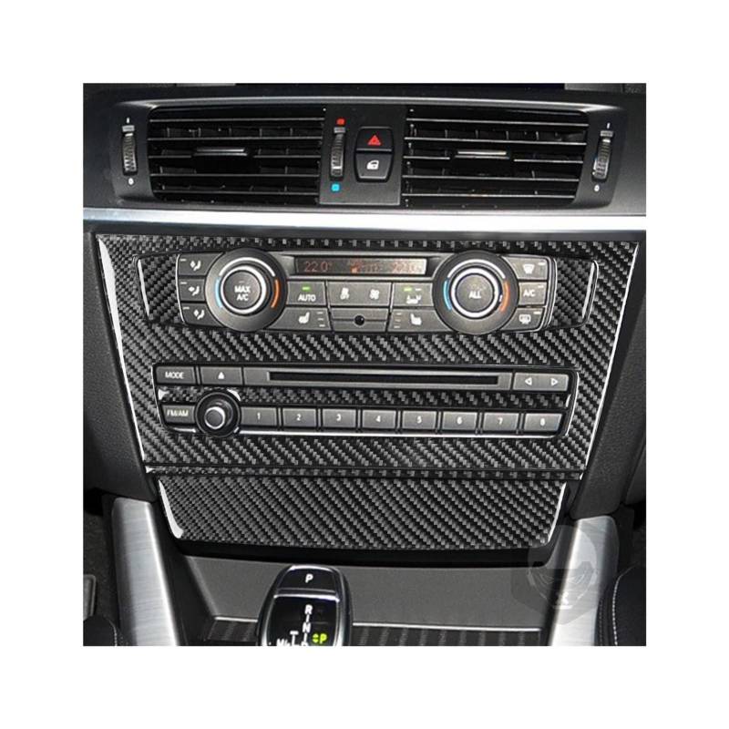 TMDGG Kompatibel mit BMW X3 F25 2011-17 X4 F26 2014-17 Kohlefaser Radio Klimaanlage Bedienfeld Abdeckung passend für Autodekoration Innenaufkleber (Farbe: Schwarz) von TMDGG