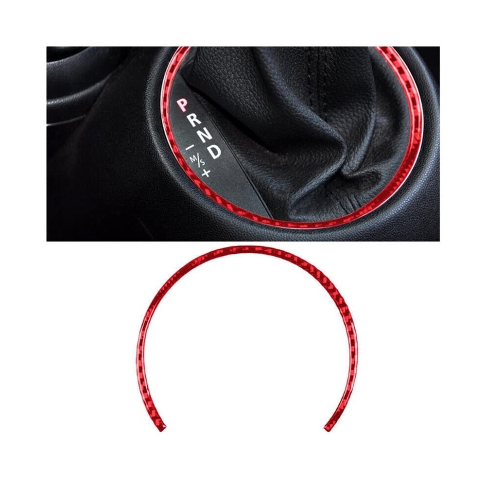 TMDGG Rot Karbonfaser Schaltrahmen Ring Aufkleber Trim Kompatibel mit Mini Cooper 2007-10 von TMDGG