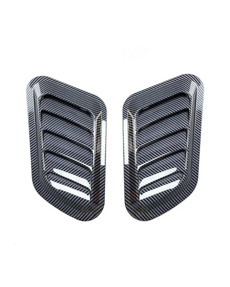 Auto Lufteinlass Motorhaube Scoop 2PCS Auto Universal Vent Side Vent Hood Air Outlet Dekorative Vents Carbon Faser Falsche Vent Hood Auto Dekorative Aufkleber Motorhaube Lüftungsschlitze Haube(Carbon von TMXWAT