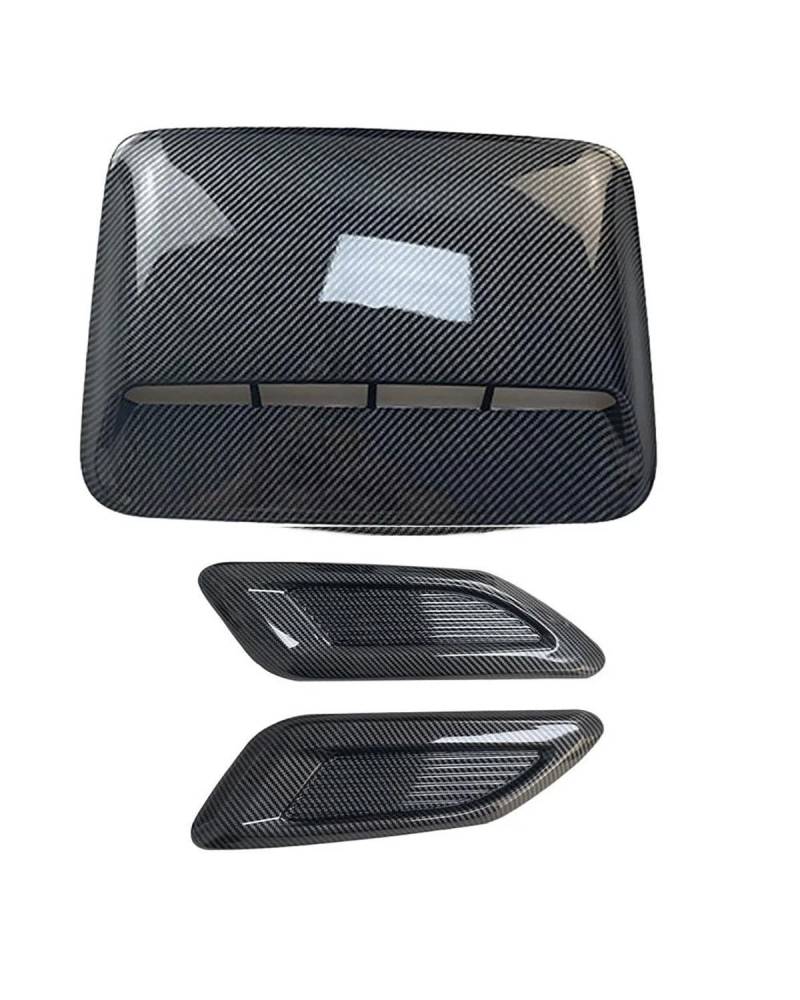 Auto Lufteinlass Motorhaube Scoop 3 Stücke Universal Carbon Faser Auto Dekorative Cell Air Flow Intake Hood Scoop Bonnet Vent Abdeckung Aufkleber Dekoration Styling Motorhaube Lüftungsschlitze Haube(3 von TMXWAT