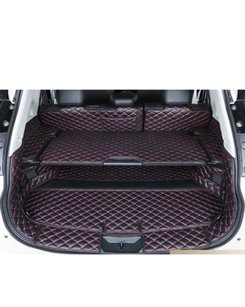 Boot Mat Für X-Trail T32 7 Sitze 2019 wasserdichte Kofferraumteppiche Laderaumauskleidung Für Xtrail 2018-2014 Gute Matten! Kompletter Satz Kofferraummatten Kofferraummatte(Black with red 1) von TMXWAT