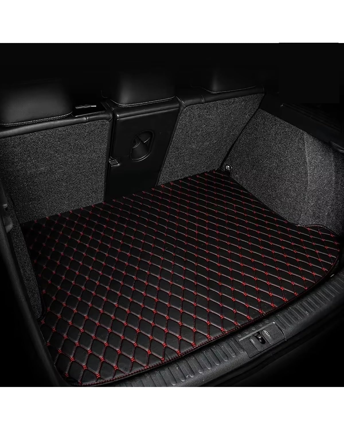 Kofferraummatte Für A5 Für Limousine Für Sportback Vier Türen 2017 2018 2019 2020 2021 Cargo-Liner Teppich Innen Zubehör Abdeckung Auto Kofferraum Matte Boot Mat(Black red Sigle) von TMXWAT