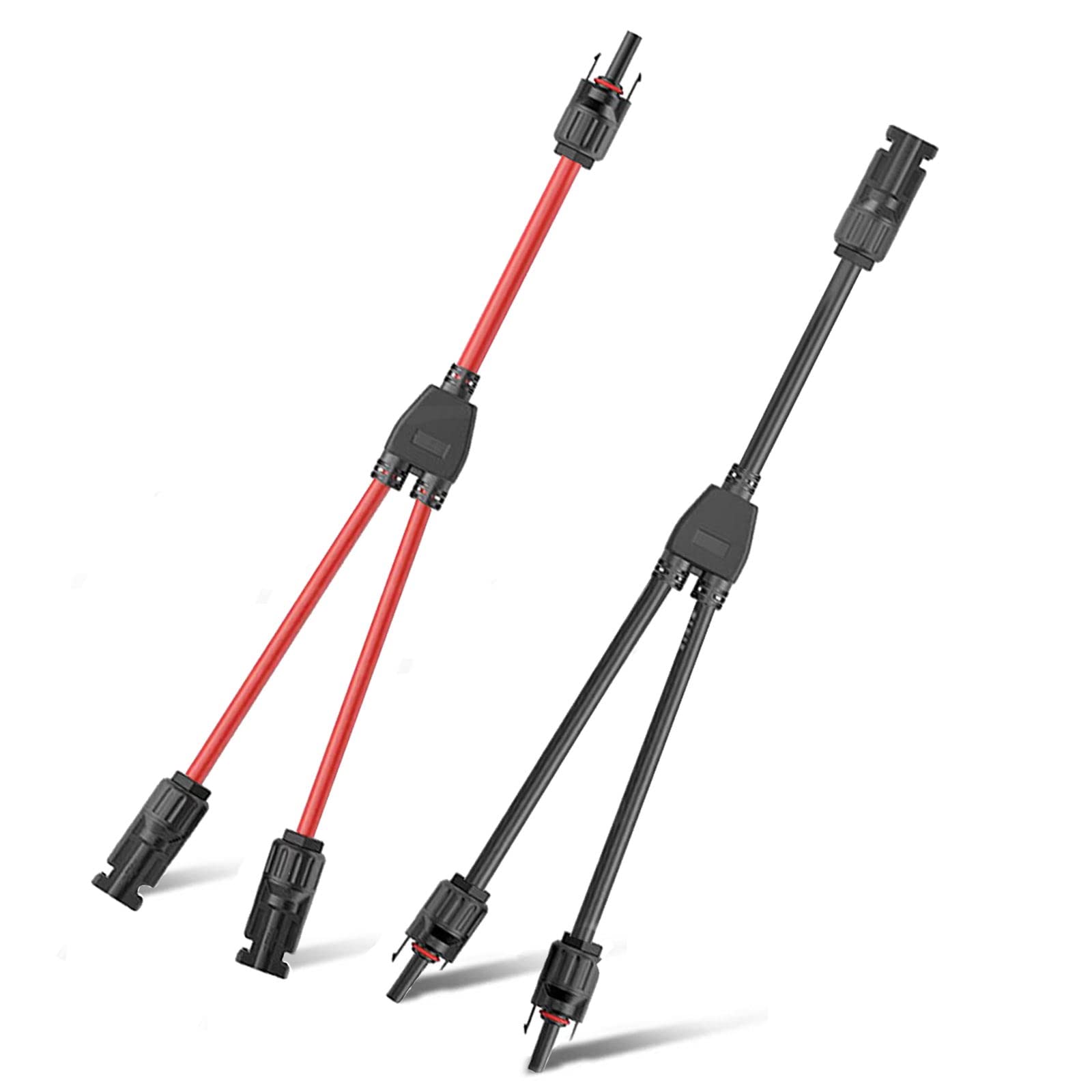 Solarkabel Y-Verteiler, Solar Abzweigadapter Solar PV Paralleladapter (1 bis 2), Solarpanel Kabel Y Abzweig Parallelverbinder MMF+FFM für Parallel Photovoltaik Anschluss, 1 Rot +1 Schwarz von TNSLAND