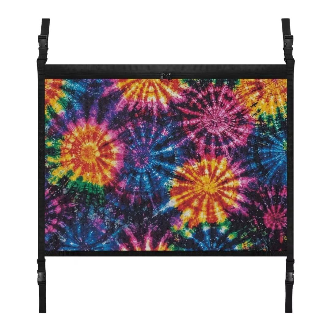 TOADDMOS 31.69x24.02 IN Auto Decke Frachtnetz für SUV Dunkle Farbe Krawatte Dye Print Reduzieren Verknicken Auto Speicher Net Auto Organizer, SUV Camping Zubehör von TOADDMOS