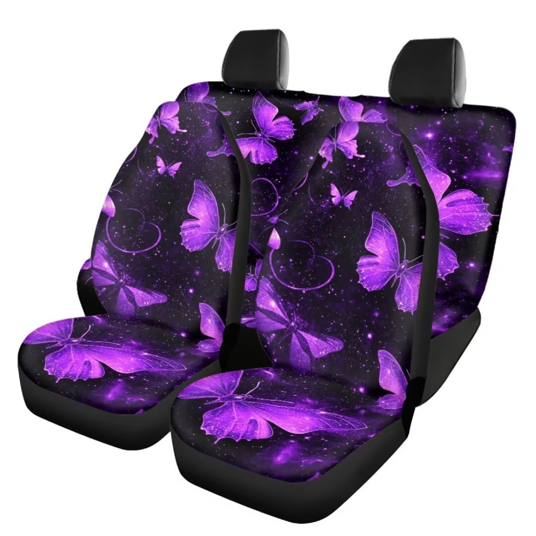 TOADDMOS Automotive Universal Seat Covers 4PCS Set Galaxy Space Butterfly Front&Rear Seat Cover Kratzfeste Decke Auto Seat Covers Universal Size Fit für die meisten Autos SUVs LKW Vans von TOADDMOS