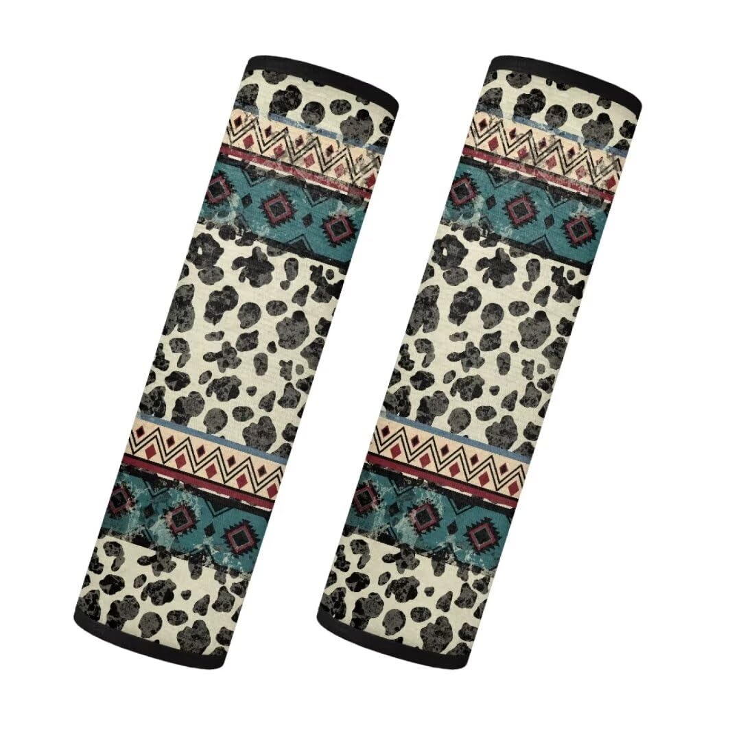 TOADDMOS Aztec Tribal Auto Sicherheitsgurt Abdeckung Grau Leopard Print Fuzzy Fluffy Auto Sicherheitsgurt Pads Universal Fit Innenabdeckungen für die meisten Autos,2-teiliges Set von TOADDMOS