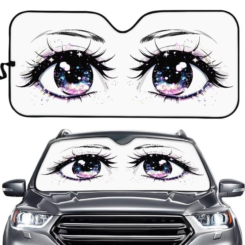 TOADDMOS Big Cartoon Purple Eye Windschutzscheibe Sonnenschutz für Auto LKW SUV Auto Fenster Screen Auto Sonnenschutz schützt Armaturenbrett vor Sonne von TOADDMOS