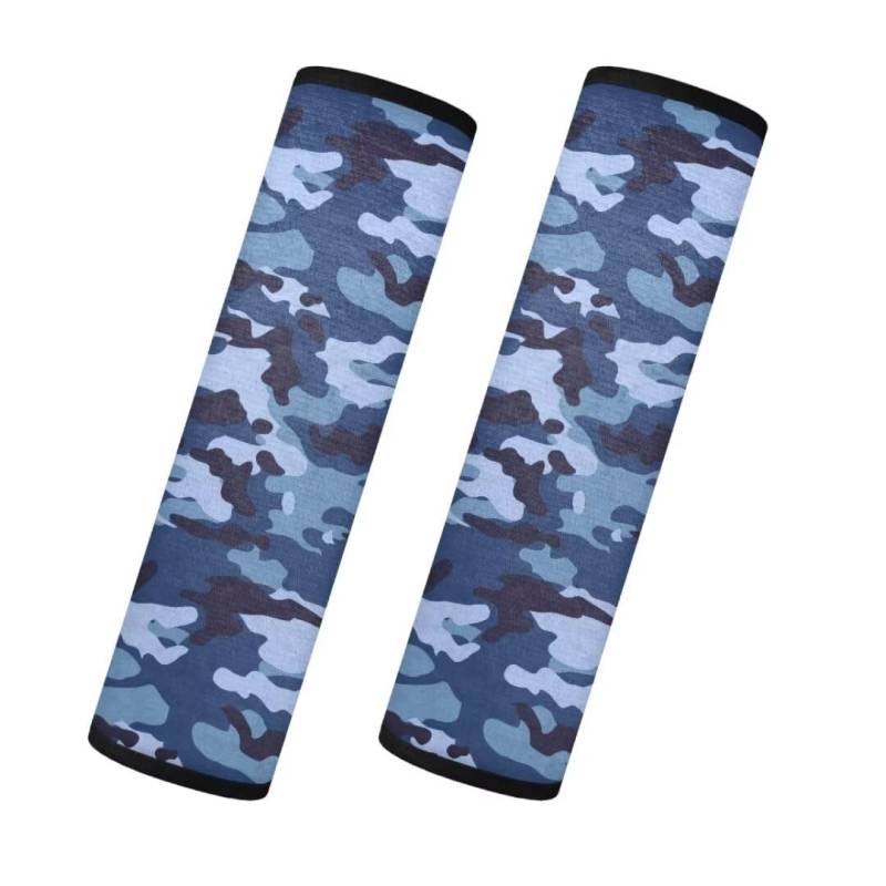 TOADDMOS Blau Camo Auto Sicherheitsgurt Abdeckung Set von 2 bequemen Sicherheitsgurt Abdeckungen für Erwachsene Fit für Frauen Nette Mädchen Limousinen, Autos, Vans von TOADDMOS