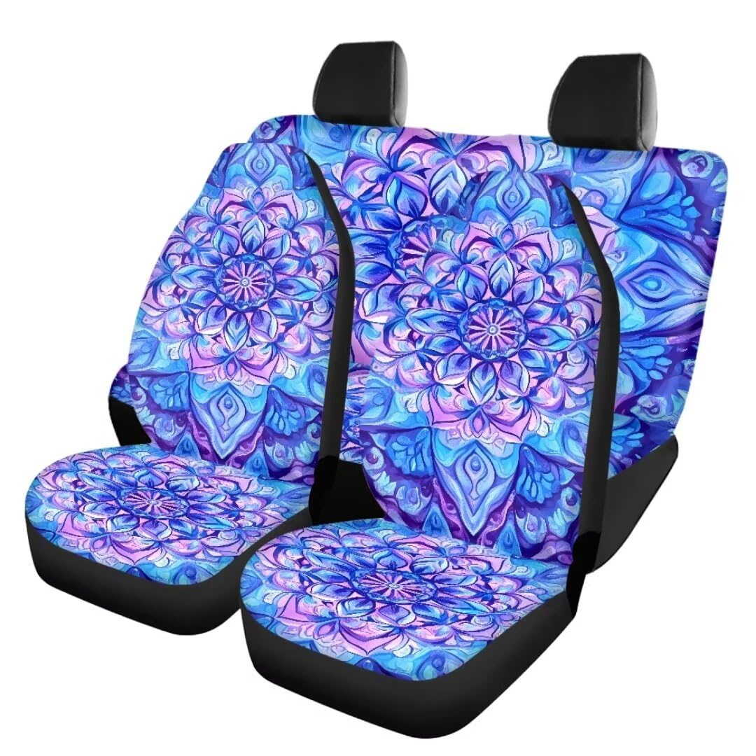 TOADDMOS Blossom Floral Universal Sitzbezüge für Autos Boho Mandala Vordersitzbezüge für Autos mit Split Hinterbank Rückenbezug Gesamter Sitzschutz Auto Zubehör für Auto, SUV von TOADDMOS