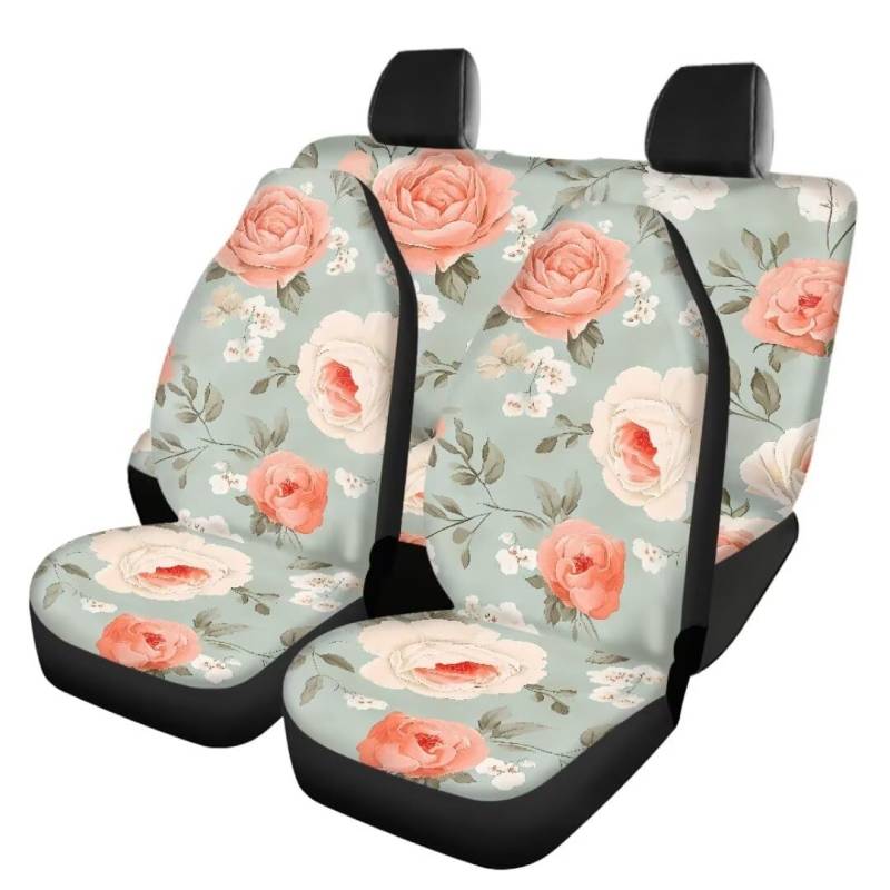 TOADDMOS Blossom Penoy Automotive Universal Seat Covers Set Floral Flowers Front Rear Seat Protector Automotive Fahrzeug Interior Covers für Auto Truck Van SUV von TOADDMOS