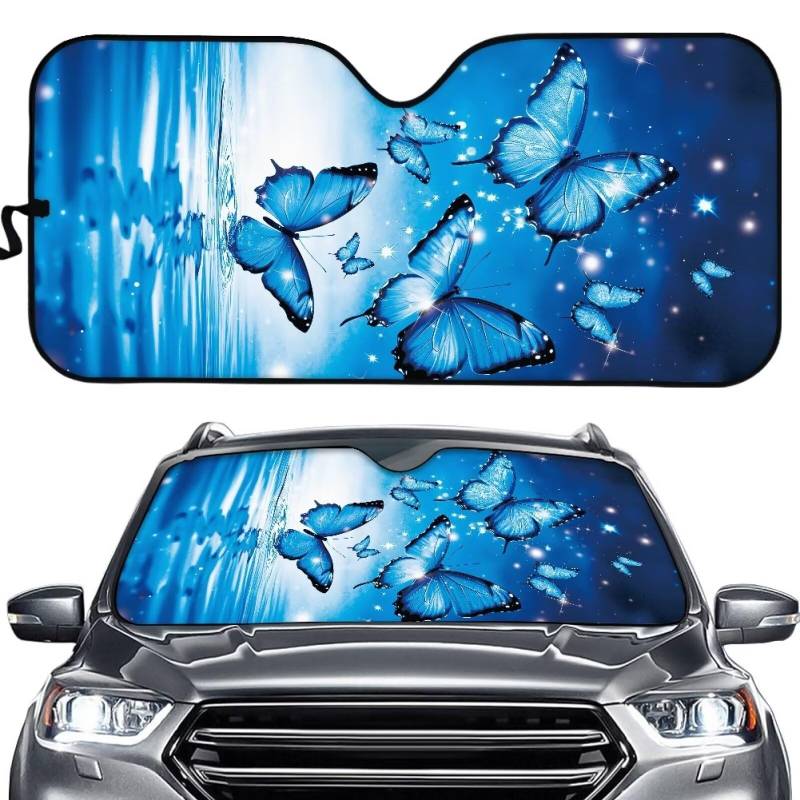 TOADDMOS Blue Galaxy Space Schmetterling Windschutzscheibe Sonnenschutz für Limousine Universal Front Window Shield Auto Interieur Zubehör für Sonnenhitze von TOADDMOS