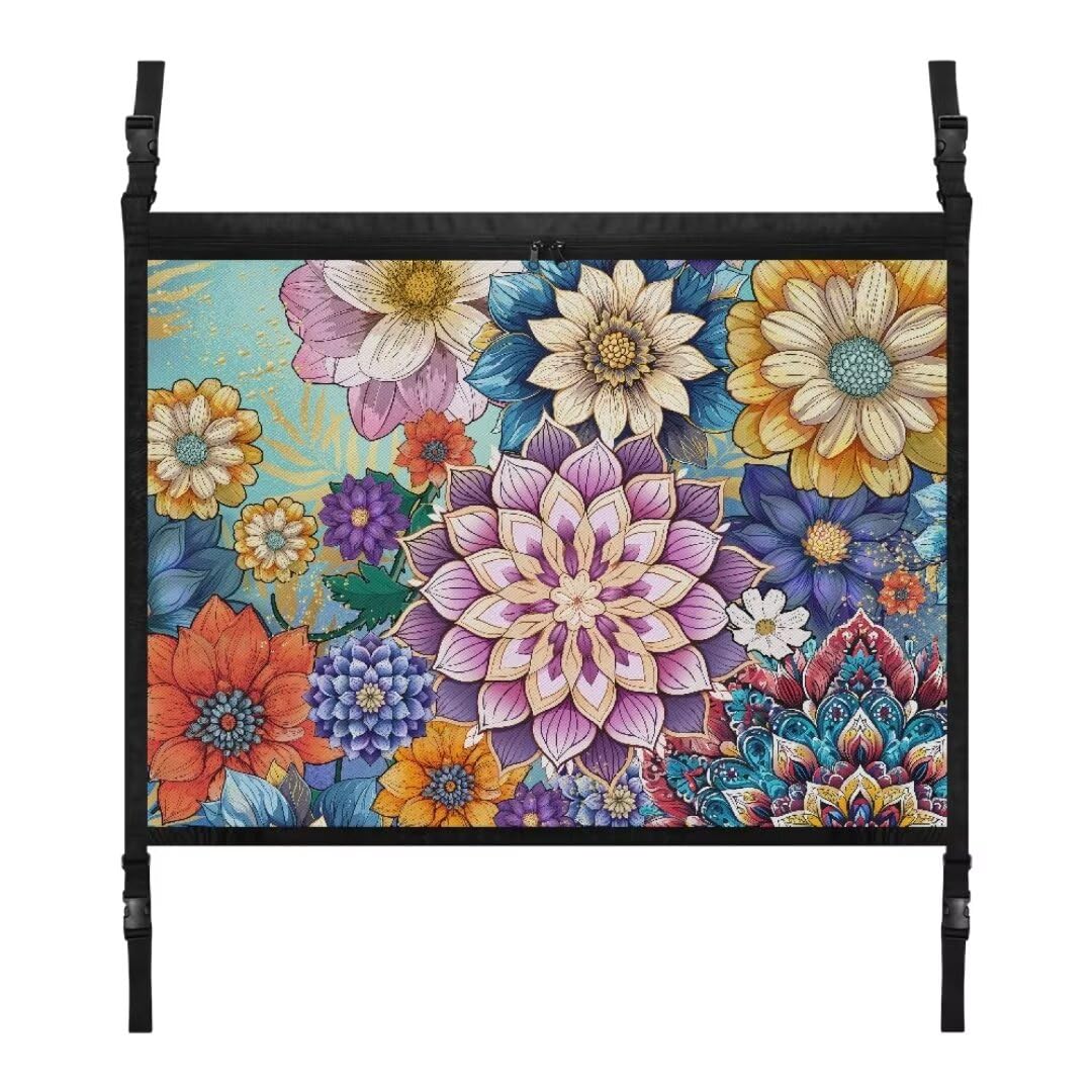 TOADDMOS Boho Mandala Blossom Frachtnetz für Innen Auto Dach Deckennetz Lagerung 31.69x24.02 IN Road Trip Organizer, Dach Camping Overlanding Gear Muss Frachtnetz haben von TOADDMOS