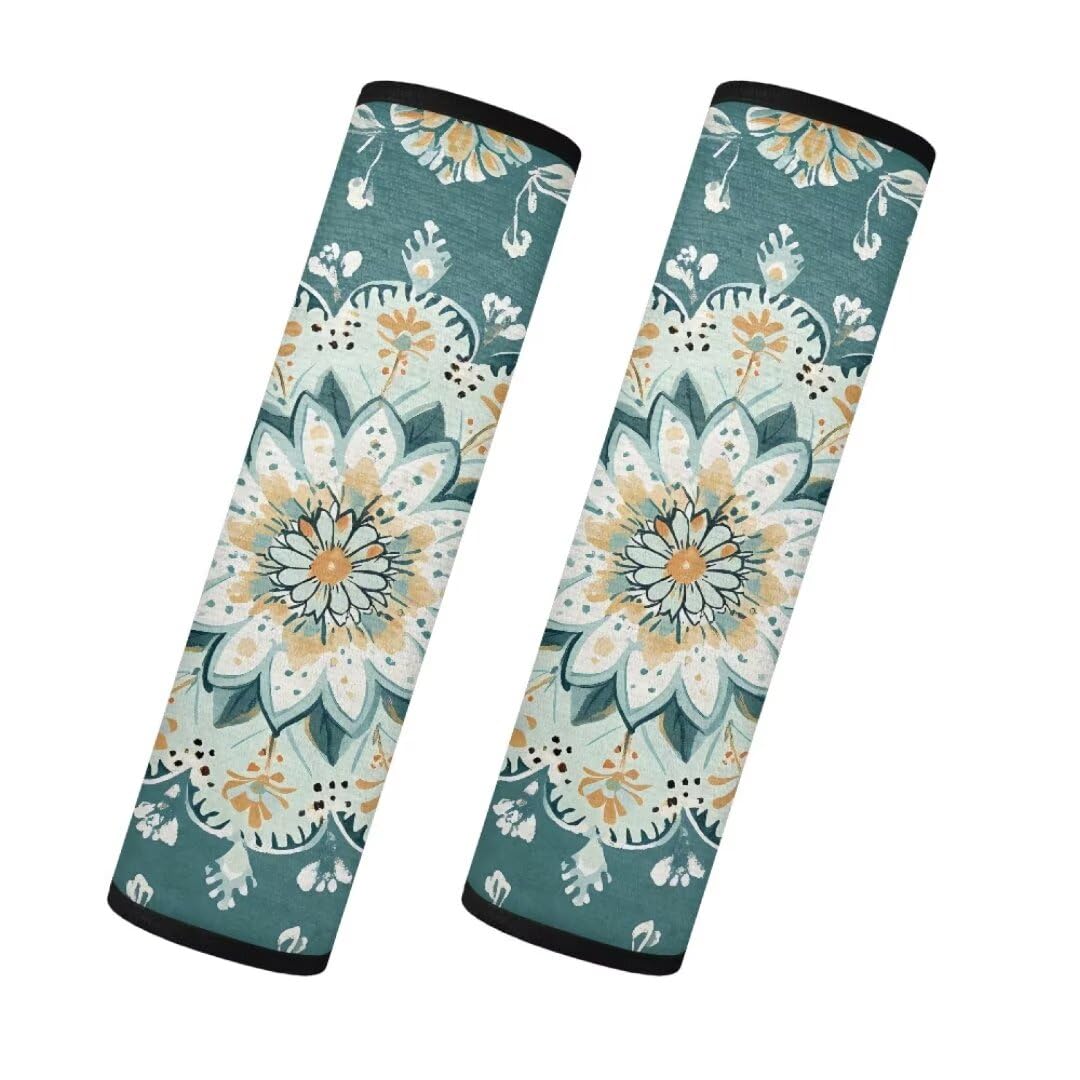 TOADDMOS Boho Mandala Blumen Sicherheitsgurt Abdeckung Pad Warme gemütliche Auto Sitzgurt Pads Fuzzy flauschige Sicherheitsgurt Kissen Hilft, Sie Hals und Schulter zu schützen von TOADDMOS