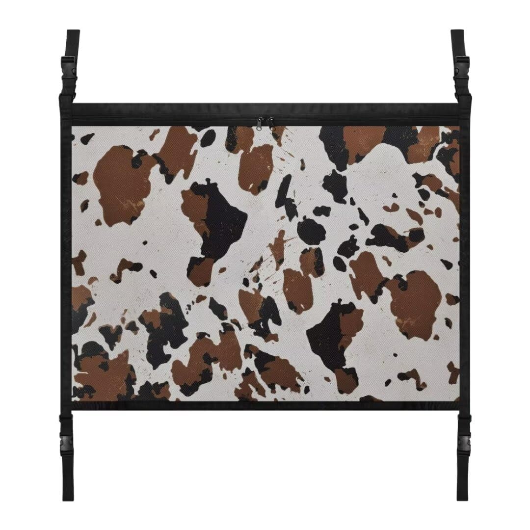 TOADDMOS Brown Kuh Spots Auto Decke Frachtnetz für SUV 31.69"x24.02" Auto Lagerung Netz SUV Frachtnetz Road Trip Organizer, Road Trip Must Haves von TOADDMOS