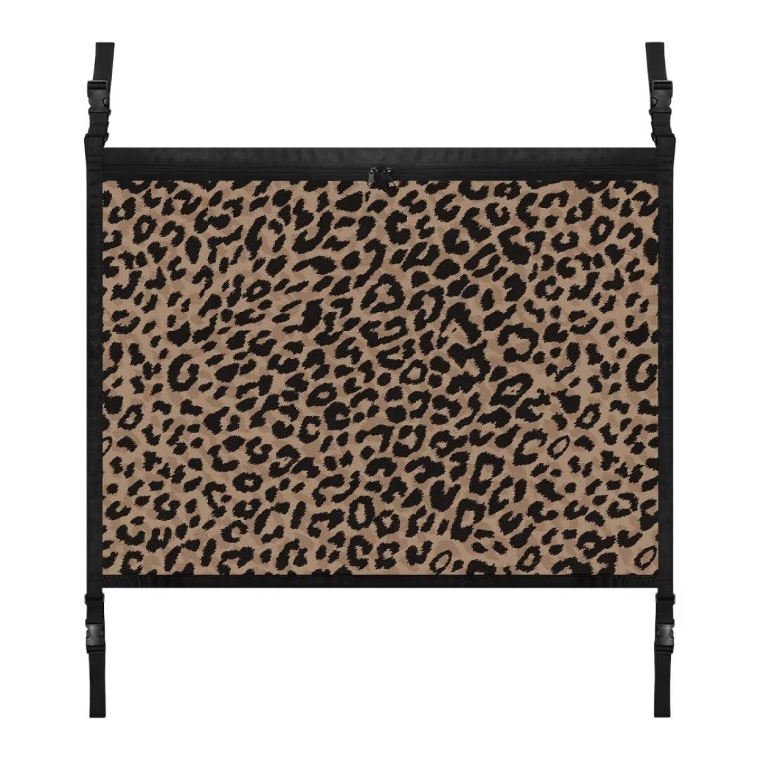 TOADDMOS Brown Leopard Print Auto Decke Cargo Net Reduzieren Hängendes Deckennetz Lagerung Auto Camping Lagerung, 31.69x24.02 IN, Auto Dach Zubehör von TOADDMOS