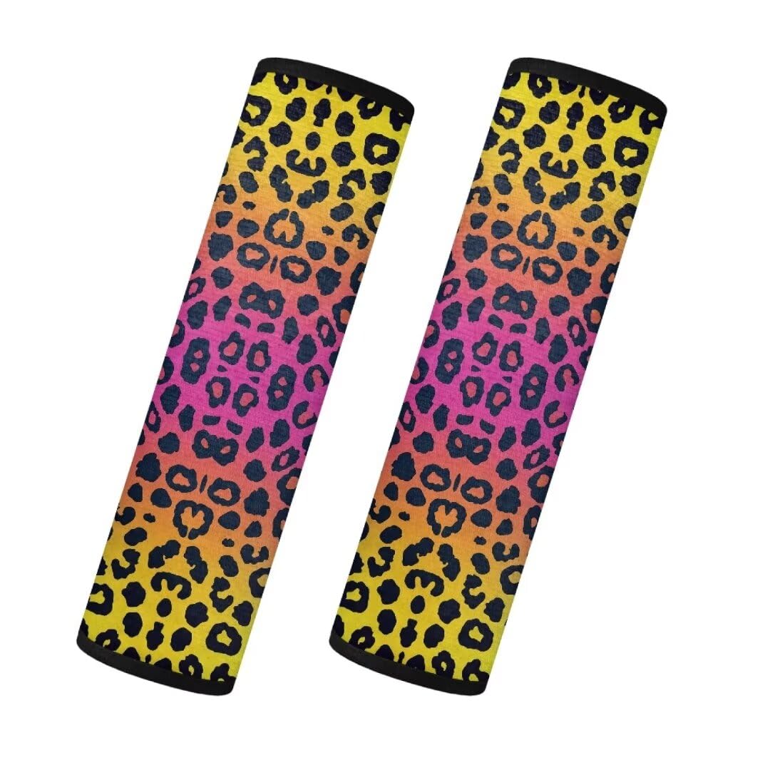 TOADDMOS Farbe Leopard Print Sicherheitsgurt Abdeckung Pad Pack von 2 Warm Cozy Auto Sicherheitsgurt Abdeckung Auto Sicherheitsgurt Protektoren Fit Automotive für SUV, LKW, Limousine von TOADDMOS