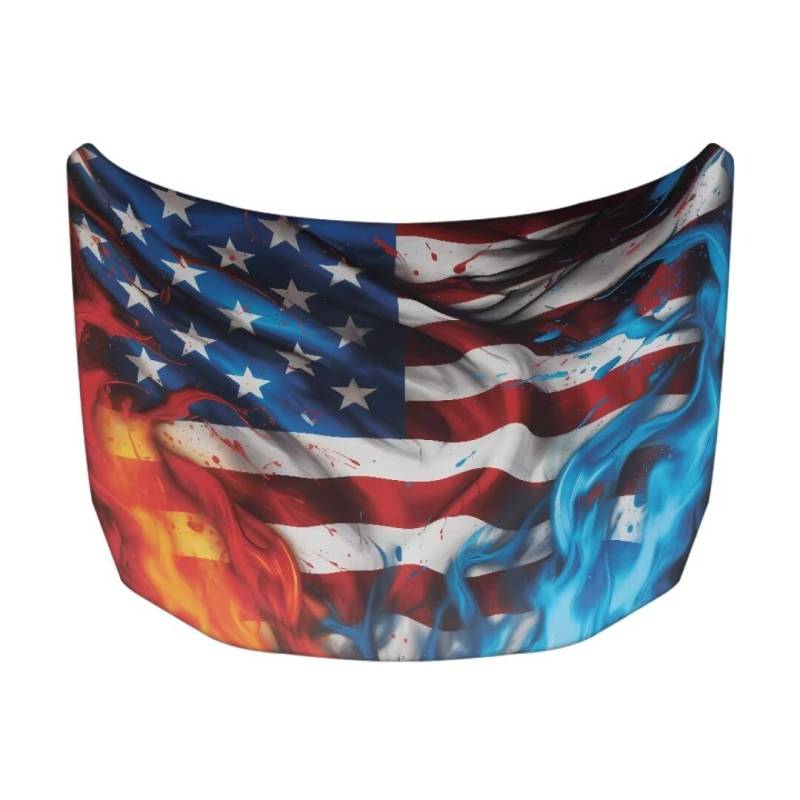 TOADDMOS Feuer Wasser Amerikanische Flagge Haube Abdeckung 39.37x59.05 IN Sonnenschutz Motor Abdeckung für Herren Auto Haube Abdeckung Schutz Schutz, einfache Installation von TOADDMOS