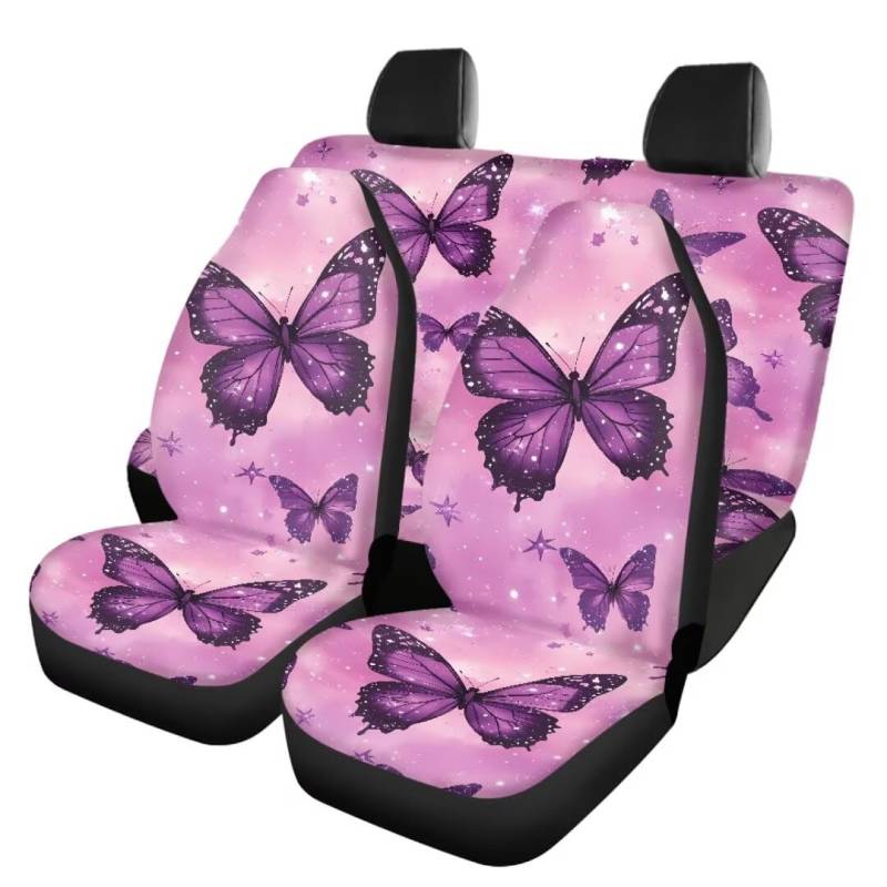 TOADDMOS Galaxy Space Butterfly Automotive Universal Sitzbezüge Set von 4 für Vorder- und Rückensitze Satteldecke Sitzbezüge Die ganze Saison Fit für Frauen Nette Mädchen Limousinen, Autos, Vans von TOADDMOS