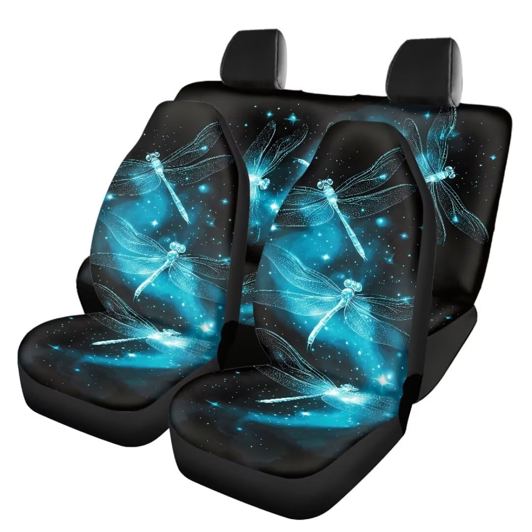 TOADDMOS Galaxy Space Dragonfly Auto Innenraum Sitzbezug 4pcs Set Front Auto Sitzbezüge und hintere Auto Bank Sitzbezug Rutsch Universal Größe Fit für die meisten Autos SUVs LKW Vans von TOADDMOS