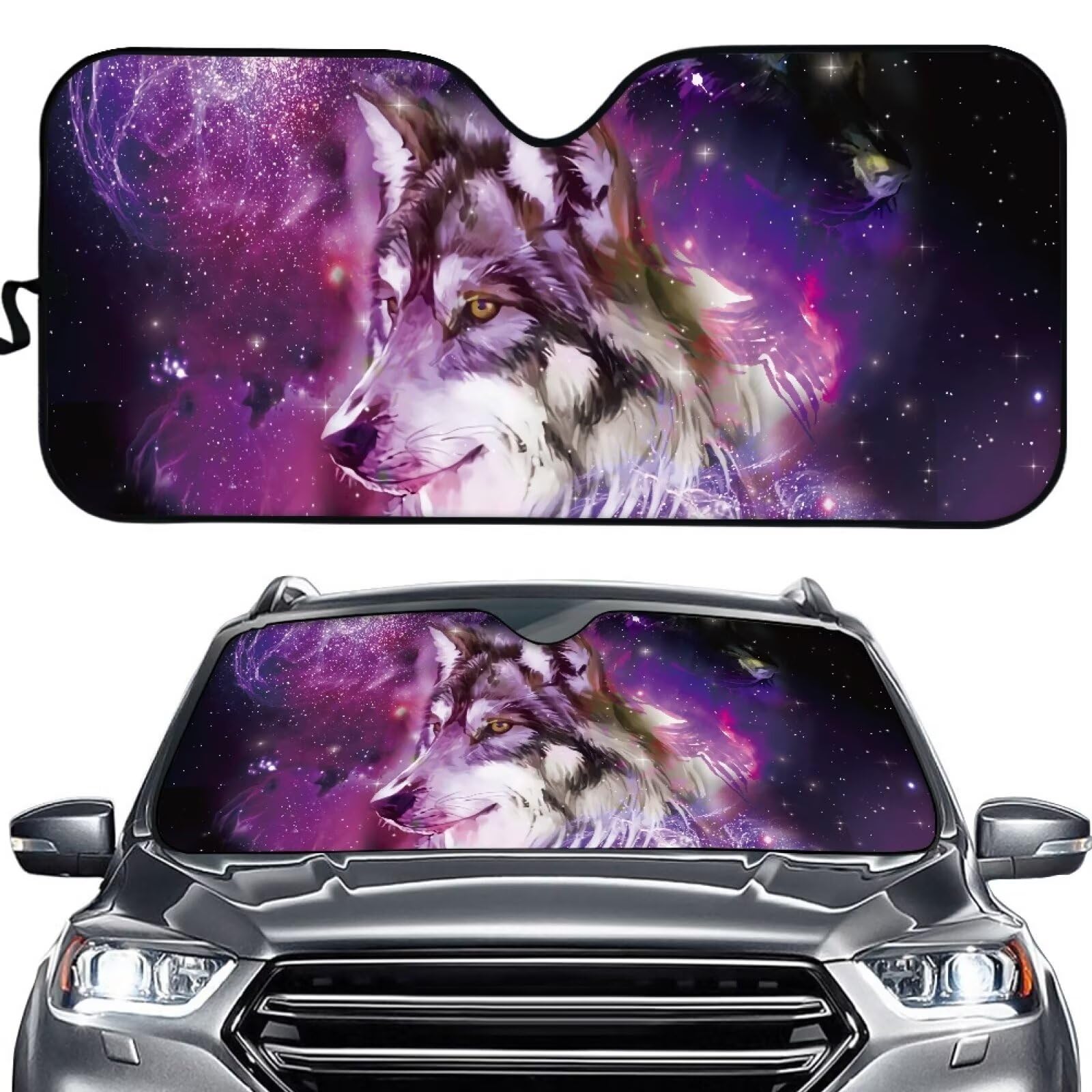 TOADDMOS Galaxy Space Wolf Auto Windschutzscheibe Sonnenschutz Wärmedämmung Schutz für Auto Windschutzscheibe Sonnenschutz Visier Auto Innenraum Zubehör von TOADDMOS