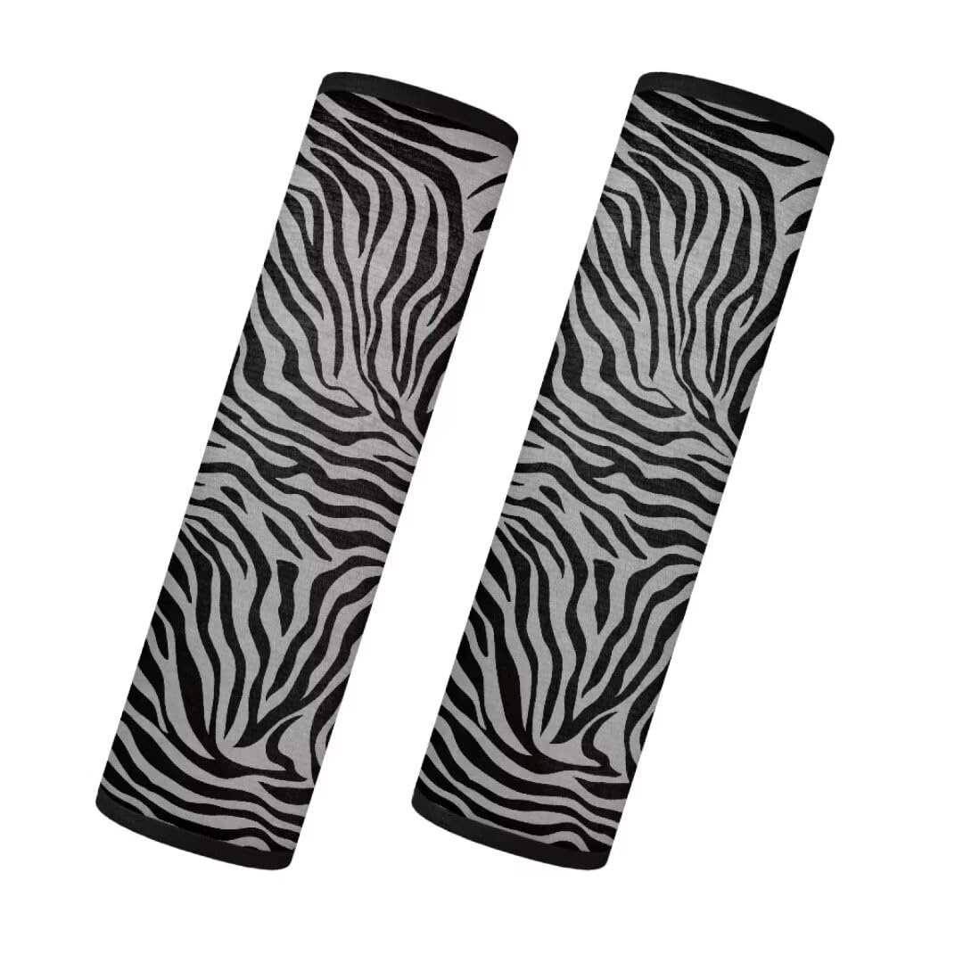 TOADDMOS Grau Schwarz Zebra Streifen Sicherheitsgurt Abdeckung Pad Flanell Auto Sicherheitsgurt Pads Set von 2 Auto Sicherheitsgurt Pads Kissen Protektoren von TOADDMOS