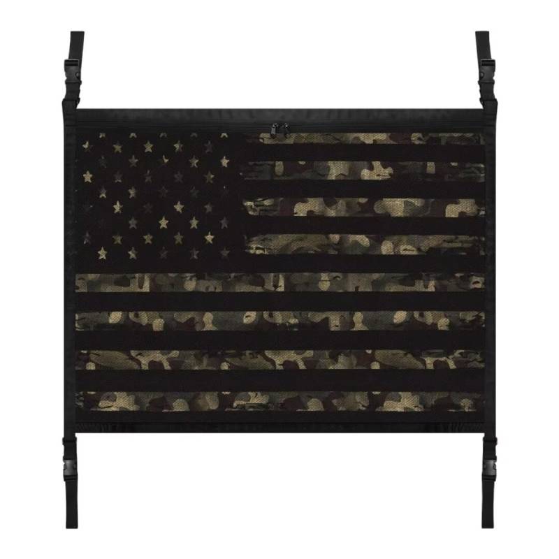 TOADDMOS Green Camo American Flag Cargo Storage Net Hängendes Auto Innendach Storage Net 31.69"x24.02" Auto Dachnetz, SUV Camping Zubehör von TOADDMOS