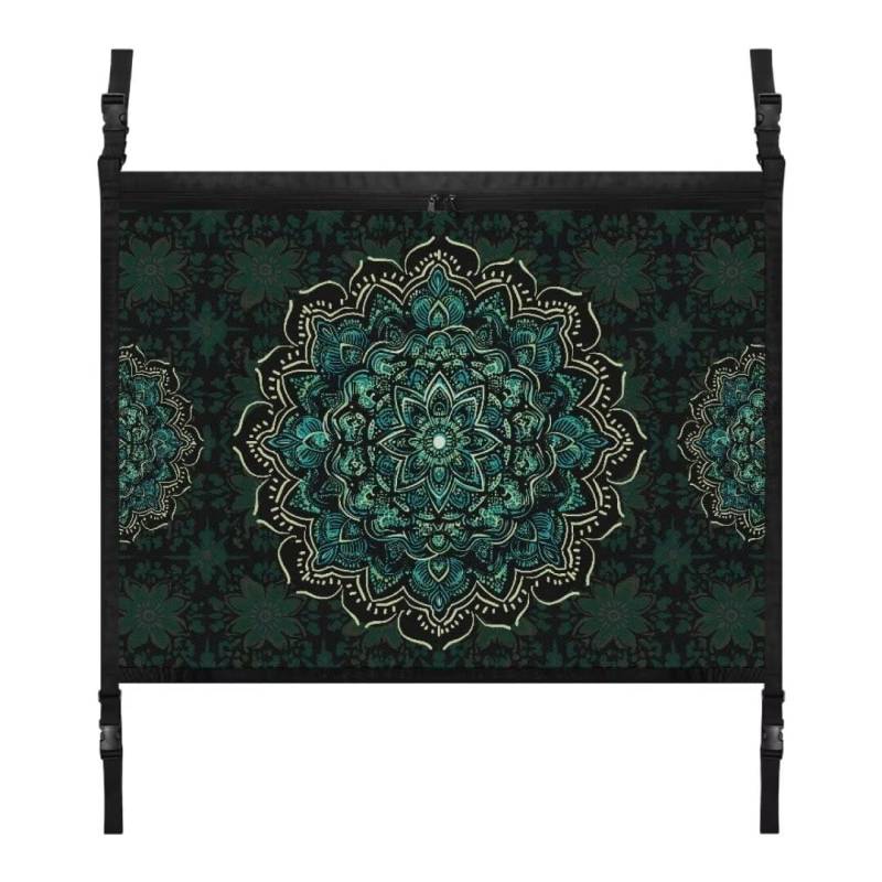 TOADDMOS Green Mandala Cargo Net für Auto Decke Boho Floral Flowers 31.69"x24.02" Auto Innenraum Dach Speicher Net Car Net Organizer, Lange Road Trip Essentials von TOADDMOS