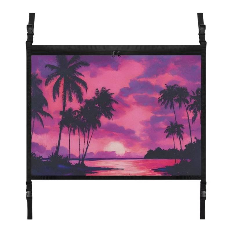 TOADDMOS Hawaii Auto Decke Cargo Net Tasche Purple Sky Beach Palm Auto Dach Net Car Organizer 31.69"x24.02" Hängende Net Lagerung von TOADDMOS