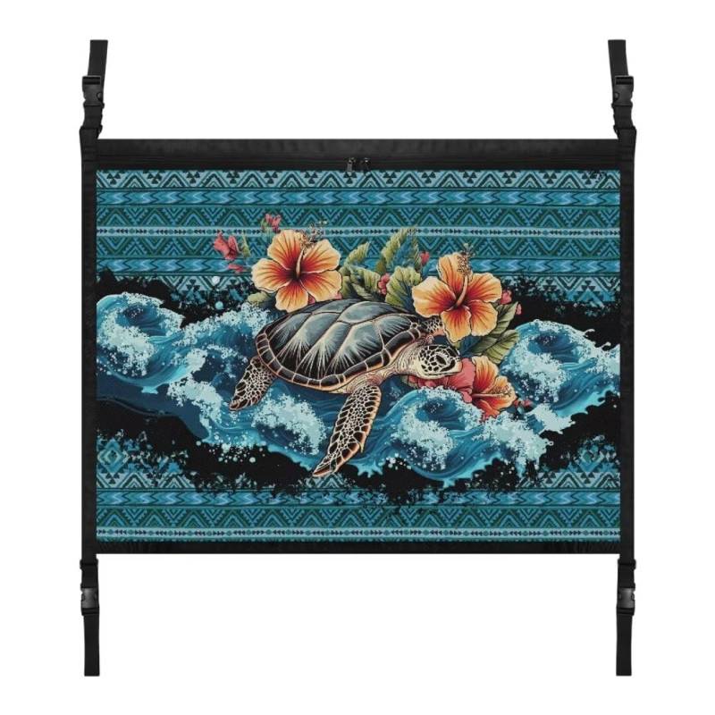 TOADDMOS Hawaii Hibiskus Schildkröte Cargo Net für Innen Auto Dach Aztec Tribal Geometrie 31.69x24.02 IN Fahrzeug Cargo Net, Auto Zubehör für Reise Auto Organizer von TOADDMOS