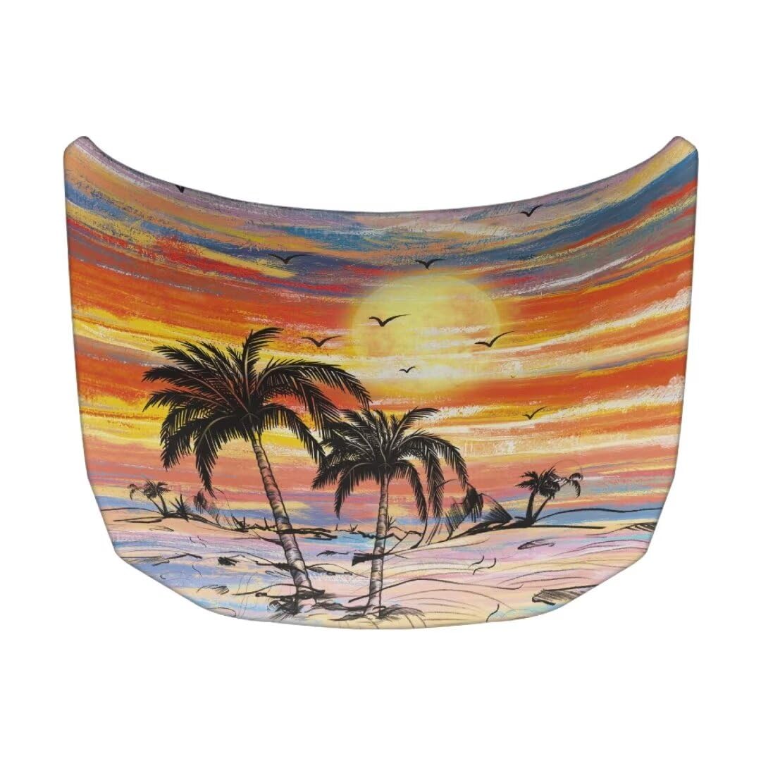 TOADDMOS Hawaii Sonnenuntergang Auto Haube Abdeckung für Auto Dekor, Strand Coconut Palm Auto Haube Abdeckung 39.37"x59.05" All Season Sonnenschutz Motor Abdeckung von TOADDMOS