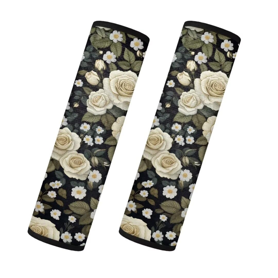 TOADDMOS Light Yellow Rose Sicherheitsgurt Cover Pad Set von 2 weichen dekorativen Sicherheitsgurt Kissen Sicherheit Winter und Universal Fit Auto Innenraum Zubehör von TOADDMOS